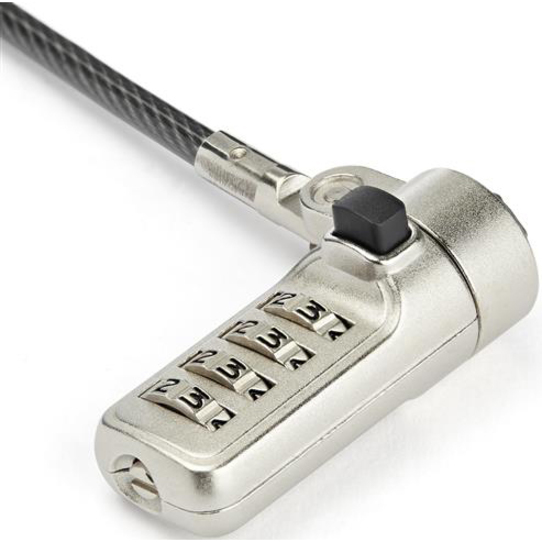 StarTech.com 6.5ft Laptop Cable Lock - 4 Digit Combination Anti-Theft Security Cable Lock for Wedge Slot Computer - Vinyl Coated Steel - Thumbnail 3