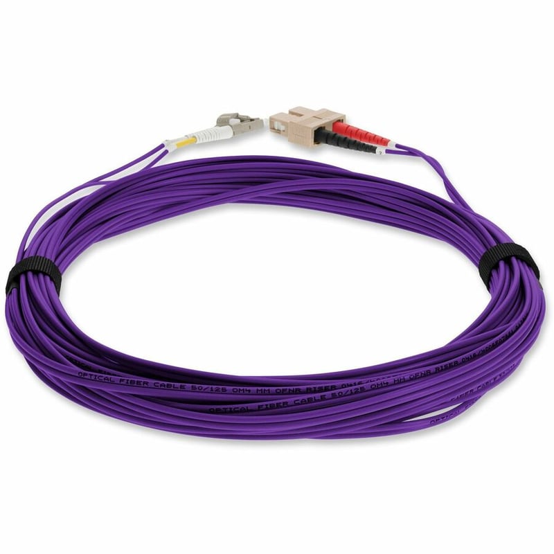 AddOn 3m LC to SC Purple OM4 Duplex OFNR (Riser-Rated) TAA Fiber Patch Cable - Thumbnail 4