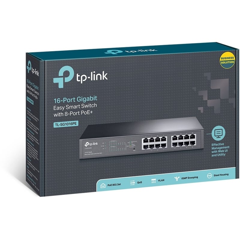 TP-Link TL-SG1016PE - 16-Port Gigabit Easy Smart PoE Switch with 8-Port PoE+ - Thumbnail 4