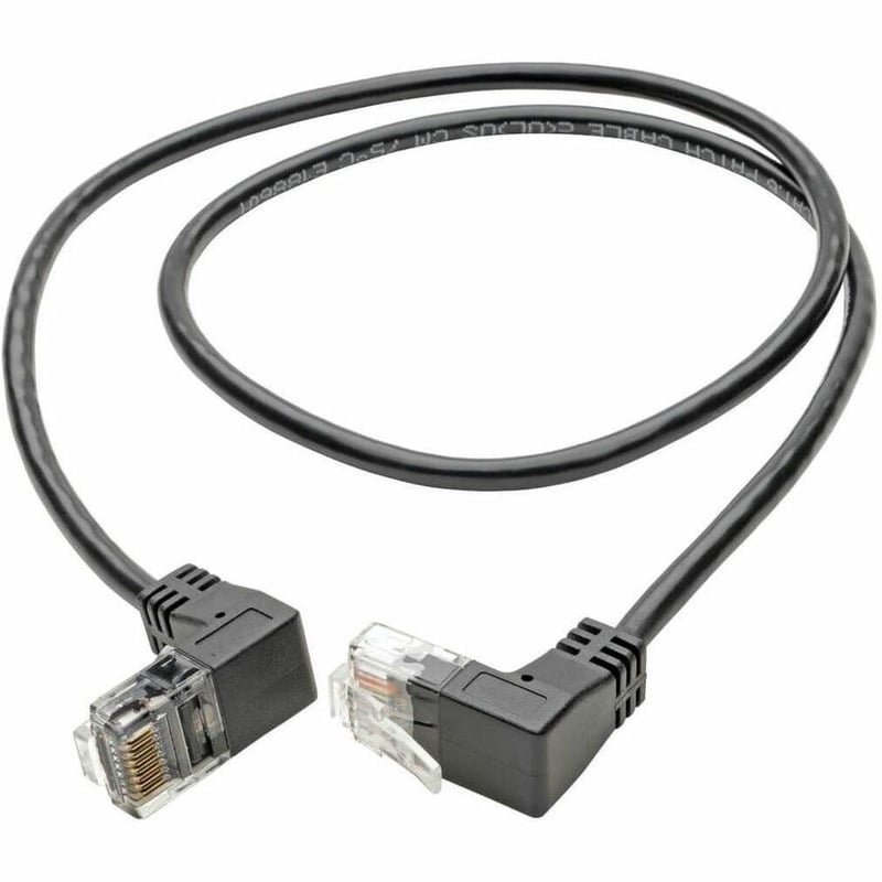 Tripp Lite by Eaton Right-Angle Cat6 Gigabit Snagless Molded Slim UTP Ethernet Cable (RJ45 M/M) Black 1 ft. (0.31 m) - Thumbnail 2