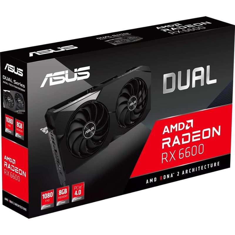 Asus AMD Radeon RX 6600 Graphic Card - 8 GB GDDR6 - Full-height - Thumbnail 2