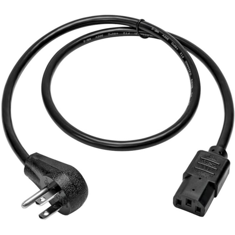 Eaton Tripp Lite Series Desktop Computer AC Power Cord, Right-Angle NEMA 5-15P to C13 - 10A, 125V, 18 AWG, 3 ft. (0.91 m), Black - Thumbnail 2
