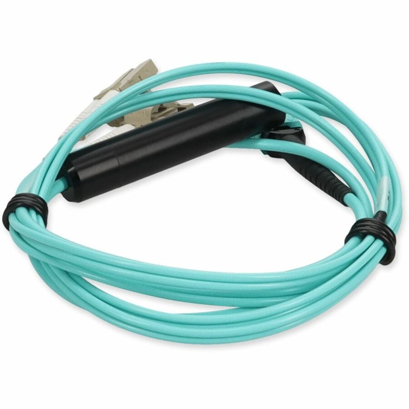 AddOn 1m MPO/UPC to 2xLC Duplex (4xLC)/UPC Aqua OM4 OFNR (Riser-Rated) 4-Strand Fiber Fanout Cable - Thumbnail 4