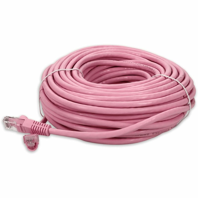 AddOn 98ft Pink CAT 6 PVC Ethernet Cable Snagless Bubble Boot RJ-45 M/M - Thumbnail 1