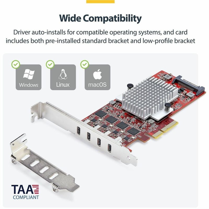 4-PORT USB TYPE-C PCIE CARD - USB-C 3.2 10GBPS PCI EXPRESS TAA - Thumbnail 5