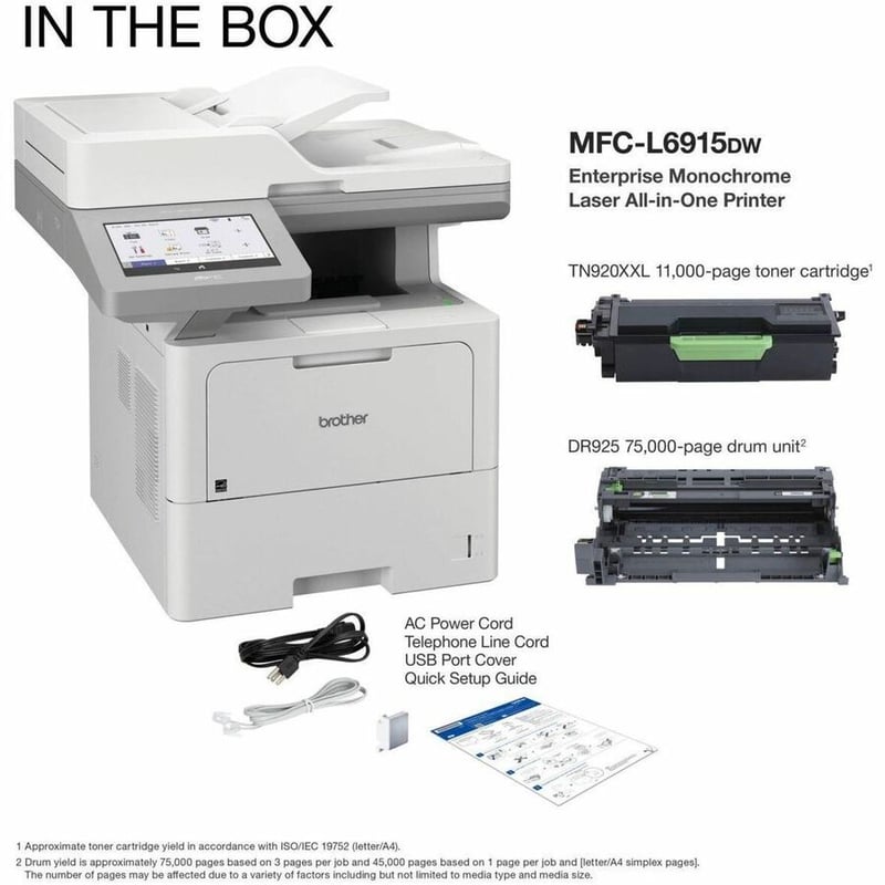 Brother MFC-L6915DW Wireless Laser Multifunction Printer - Monochrome - Thumbnail 4