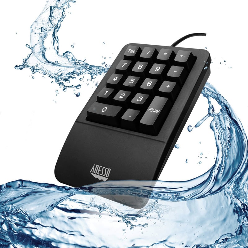 Adesso Antimicrobial Waterproof Numeric Keypad with Wrist Rest Support - Thumbnail 2