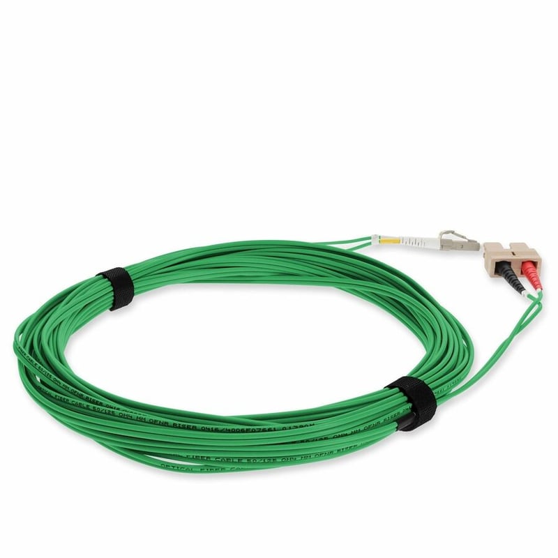 AddOn 10m SC to LC Green OM3 Duplex OFNR (Riser-Rated) TAA Fiber Patch Cable - Thumbnail 5