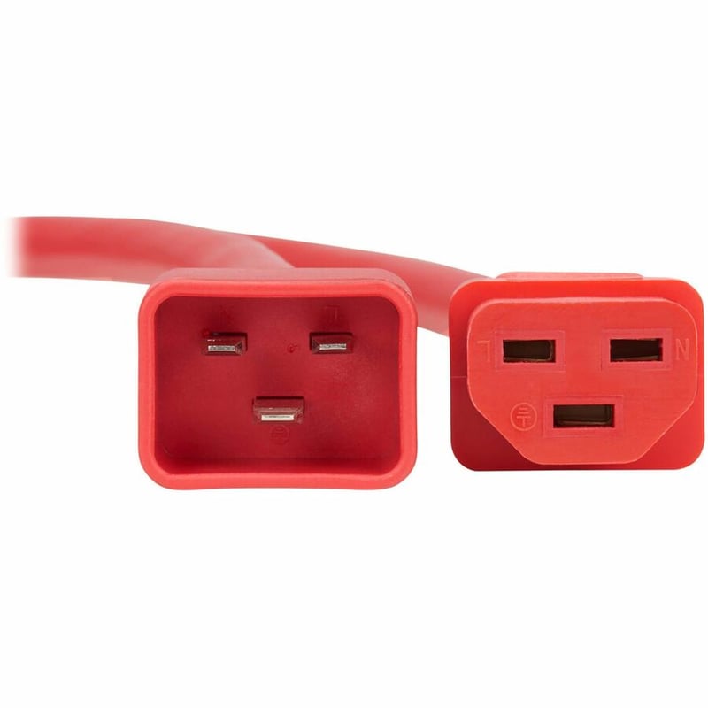 POWER CORD C20 C21 HEAVY-DUTY 20A 250V 12 AWG 2 FT. 0.6 M RED - Thumbnail 3