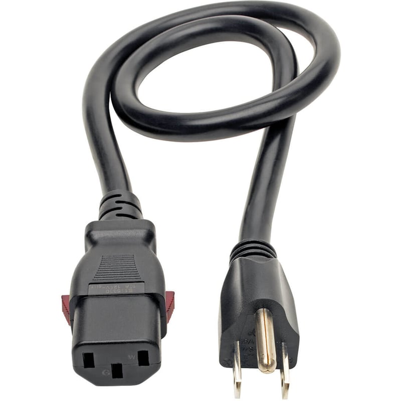 Eaton Tripp Lite Series Computer Power Cord, NEMA 5-15P to Locking C13 - Heavy-Duty, 15A, 125V, 14 AWG, 3 ft. (0.91 m), Black - Thumbnail 2