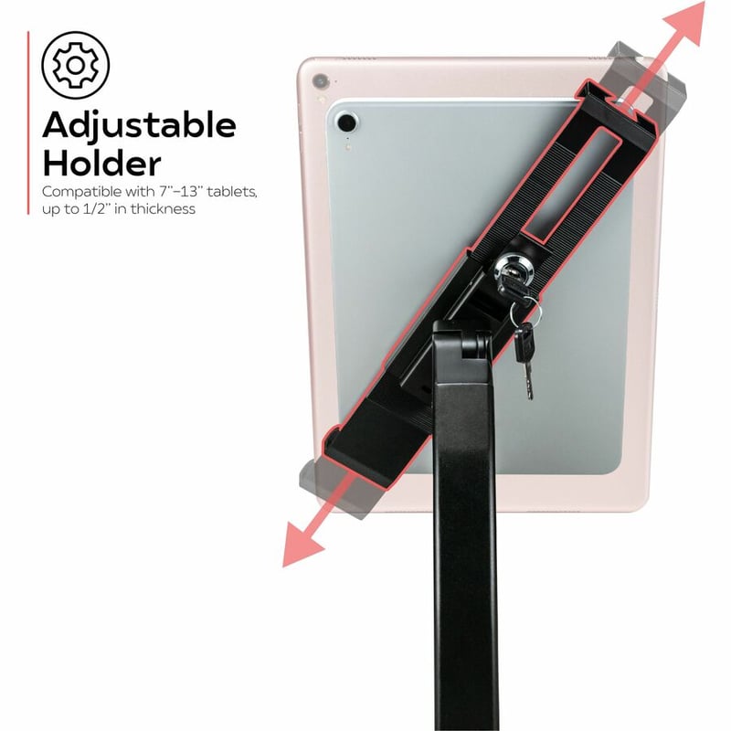 CTA Universal Dual Security Kiosk with Locking Holder and Anti-Theft Cable for 7-13 Inch Tablets (Black) - Thumbnail 4