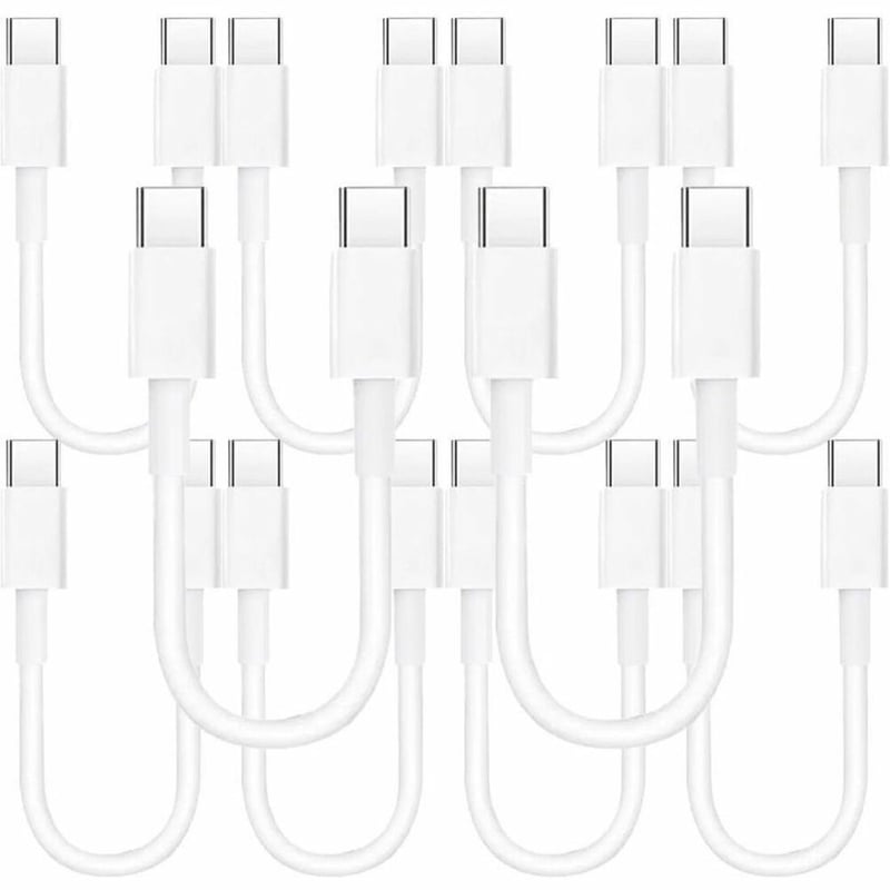 10PK 1FT USBC TO USBC PD CABLE WHITE POWER DELIVERY AND DATA CABLE - Thumbnail 1