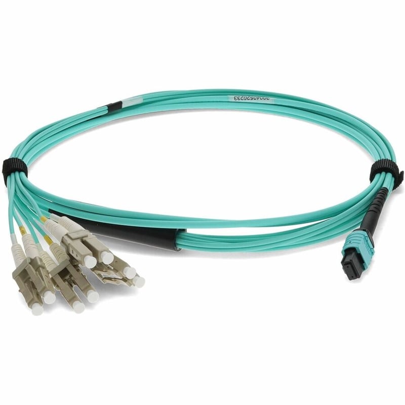 AddOn 5m MPO/UPC to 4xLC/UPC Duplex Aqua OM4 LSZH 8-Strand Fiber Fanout Cable