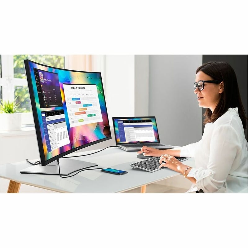 Dell UltraSharp U3824DW 38" Class WQHD+ Curved Screen LED Monitor - 21:9 - Black, Silver - Thumbnail 3