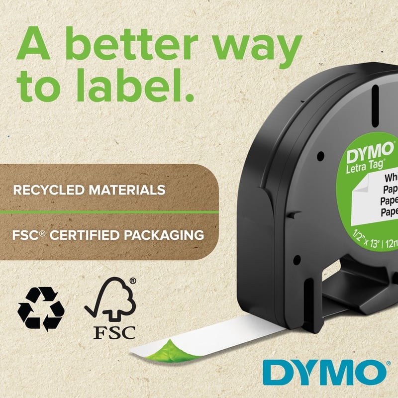 DYMO LABELMANAGER D1 3/8 X 23FT (9MM) STANDARD D1 TAPE, DIRECT THERMAL PRINTING - Thumbnail 5