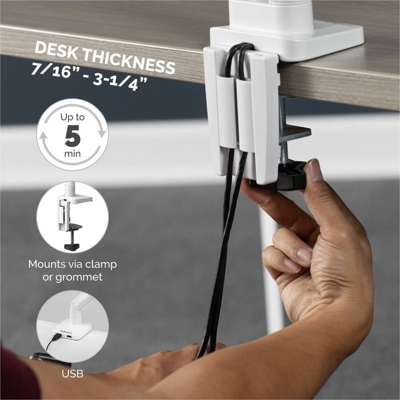 Fellowes Platinum Series Dual Monitor Arm - White - Thumbnail 4