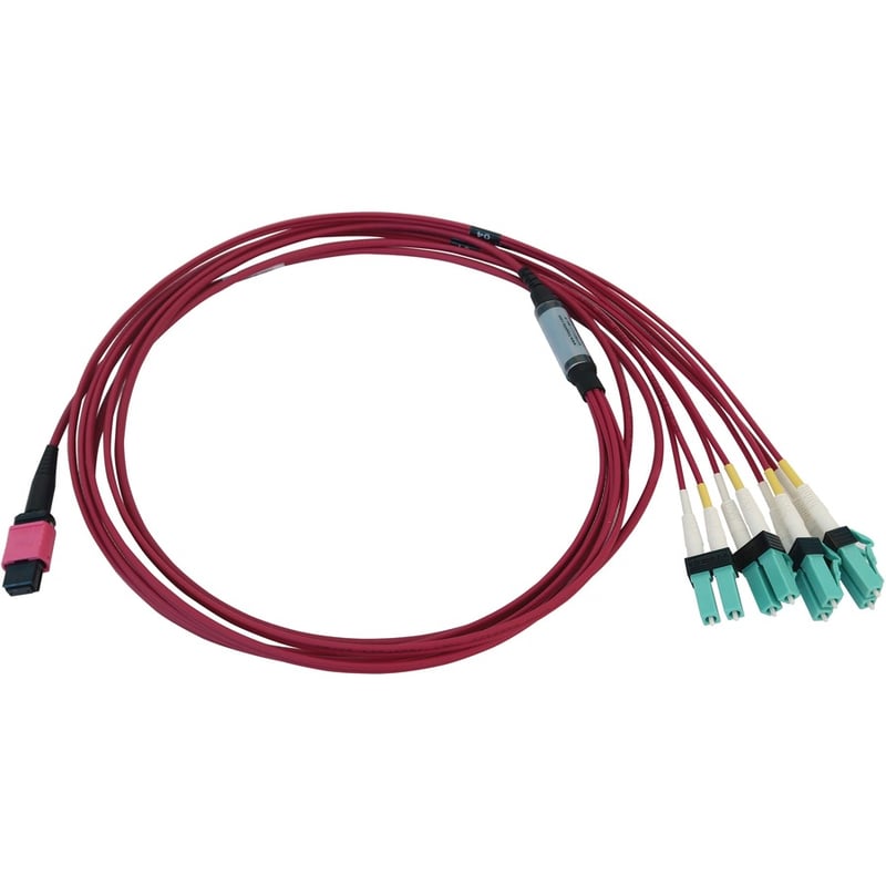 Eaton Tripp Lite Series 40/100G Multimode 50/125 OM4 Fiber Optic Cable (12F MTP/MPO-PC to 4x Duplex LC/PC F/M), LSZH, Magenta, 3 m (9.8 ft.) - Thumbnail 2