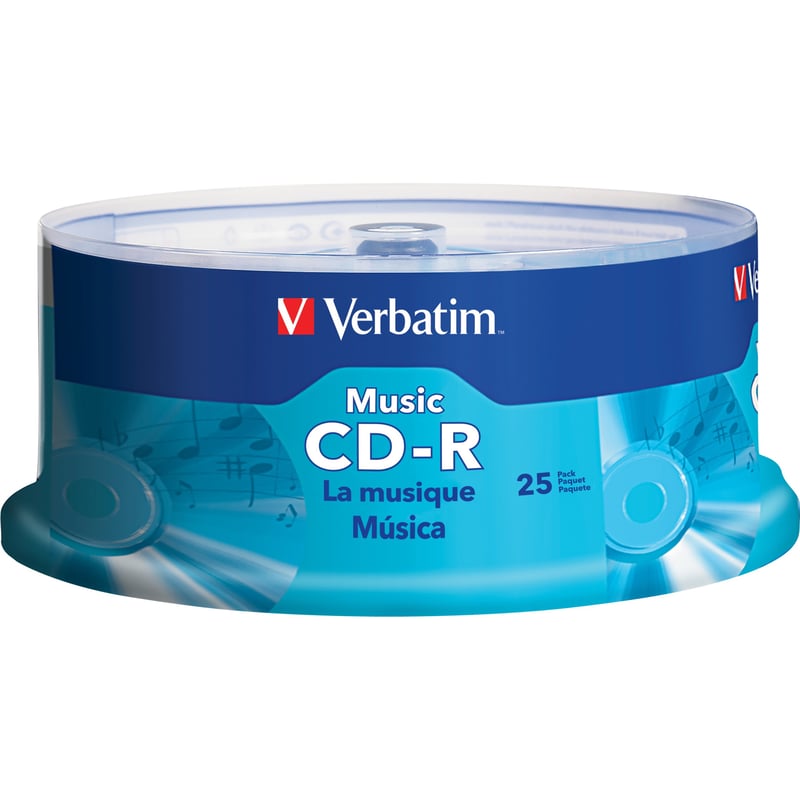 Verbatim Music CD-R 80min 40x with Branded Surface - 25pk Spindle - Thumbnail 1