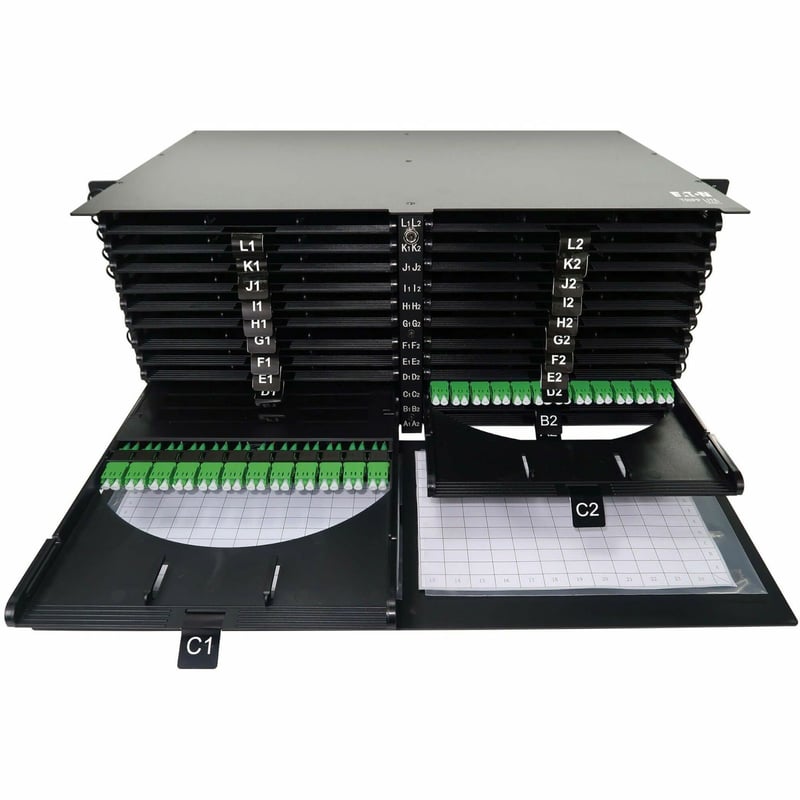 HIGH-DENSITY PANEL FIBER SPLICE ENCLOSURE 24 SPLICING CASSETTES 4U - Thumbnail 1