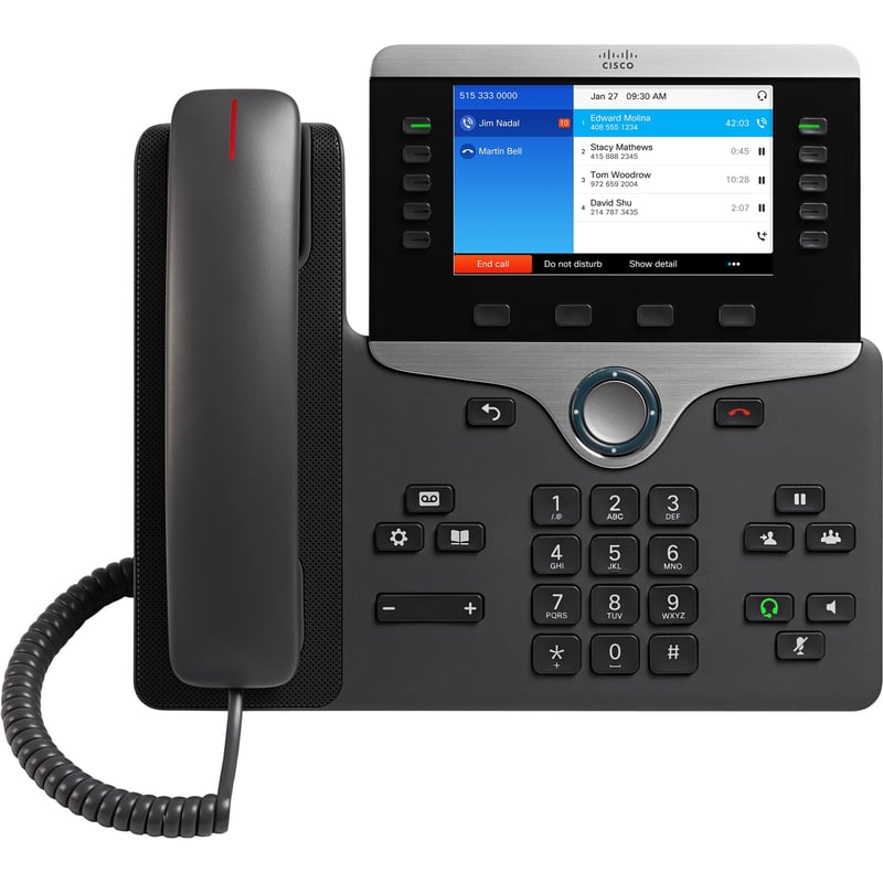 Cisco 8841 IP Phone - Remanufactured - Corded - Corded - Wall Mountable - Black, Silver - Thumbnail 1