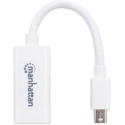 Manhattan Mini DisplayPort 1.1 to HDMI Adapter Cable, 1080p@60Hz, 17cm, Male to Female, White, Lifetime Warranty, Polybag - Thumbnail 4