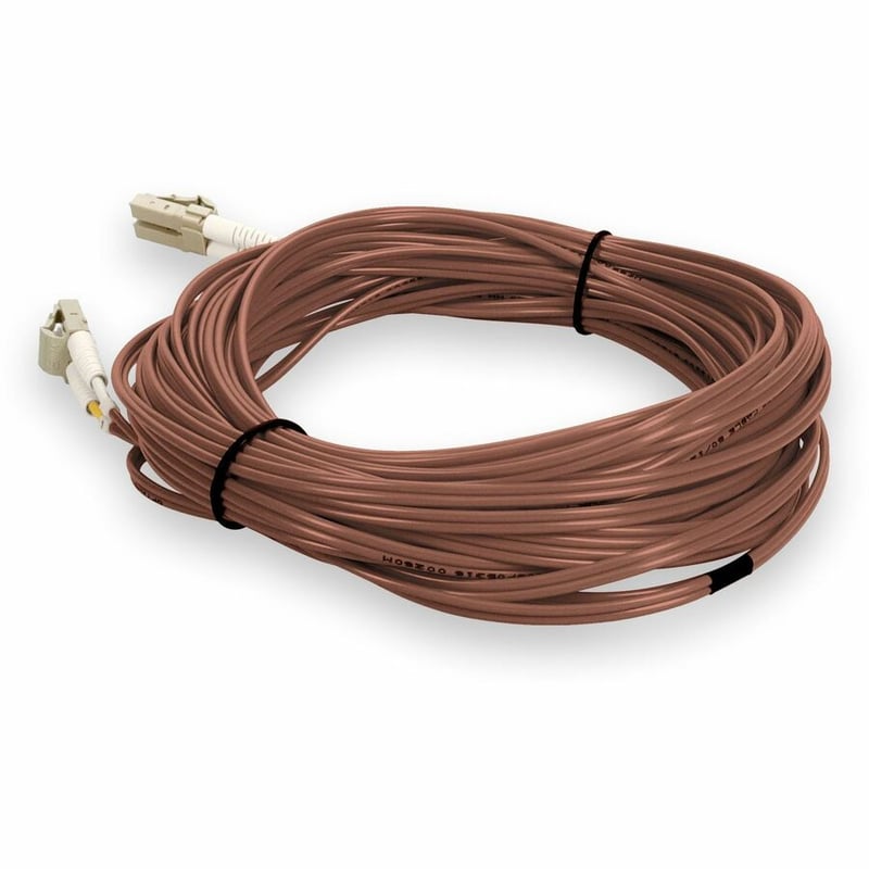 AddOn 20m LC to LC Brown OM4 Duplex OFNR (Riser-Rated) TAA Fiber Patch Cable - Thumbnail 3