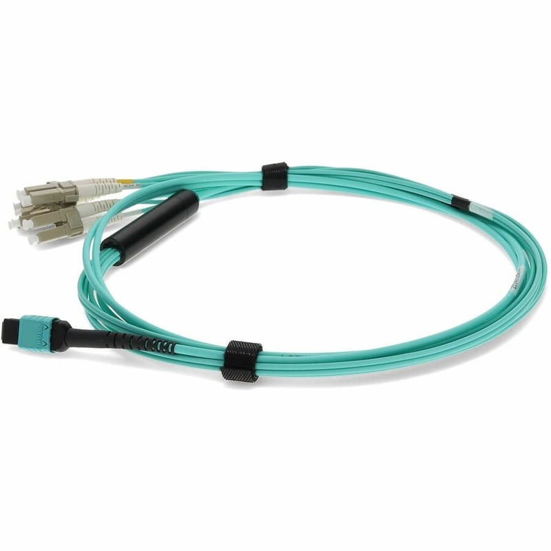 AddOn 5m MPO/UPC to 4xLC/UPC Duplex Aqua OM4 LSZH 8-Strand Fiber Fanout Cable - Thumbnail 2