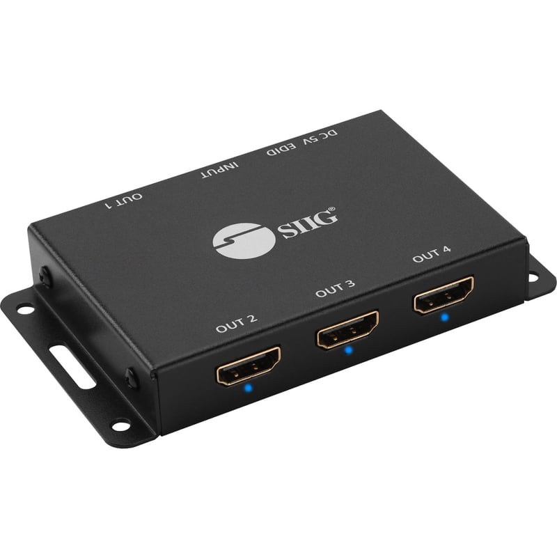 SIIG 4 Port HDMI 2.0 HDR Mini Splitter Amplifier with EDID Management - Thumbnail 1