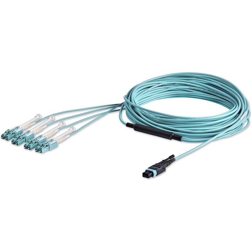 StarTech.com 10m (30ft) MTP(F)/PC to 4x LC/PC Duplex Breakout OM3 Multimode Fiber Optic Cable, OFNP, 40G, 8F Type-A - Thumbnail 3