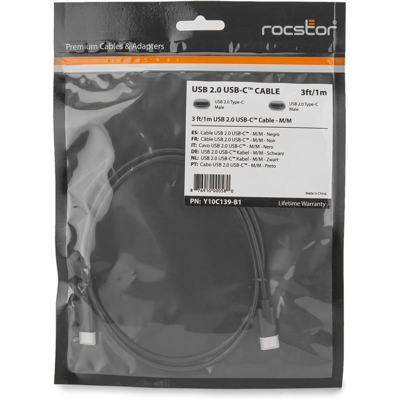Rocstor Premium USB-C Cable 1m 3 ft - USB C M/M - USB Type C Cable - USB 2.0 - Compatible with USB C enabled laptops & mobile devices such as Apple Macbook, Macbook Pro, Chrombook, Google Pixel, and Samsung Galaxy models, Notebook - Thumbnail 5