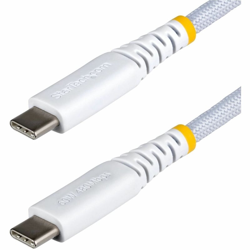 10FT WHITE USB-C CHARGING CABLE 60W PD/RUGGED USB 2.0 CHARGER CORD - Thumbnail 1
