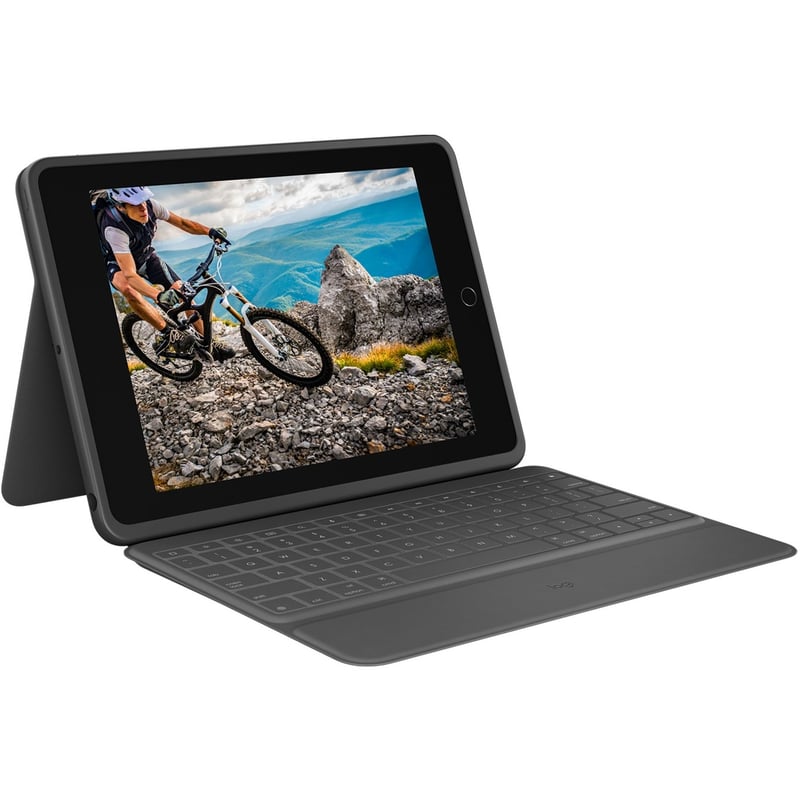 Logitech Rugged Folio Rugged Keyboard/Cover Case (Folio) Apple, Logitech iPad (7th Generation), iPad (8th Generation), iPad (9th Generation) Tablet - Graphite - Thumbnail 1