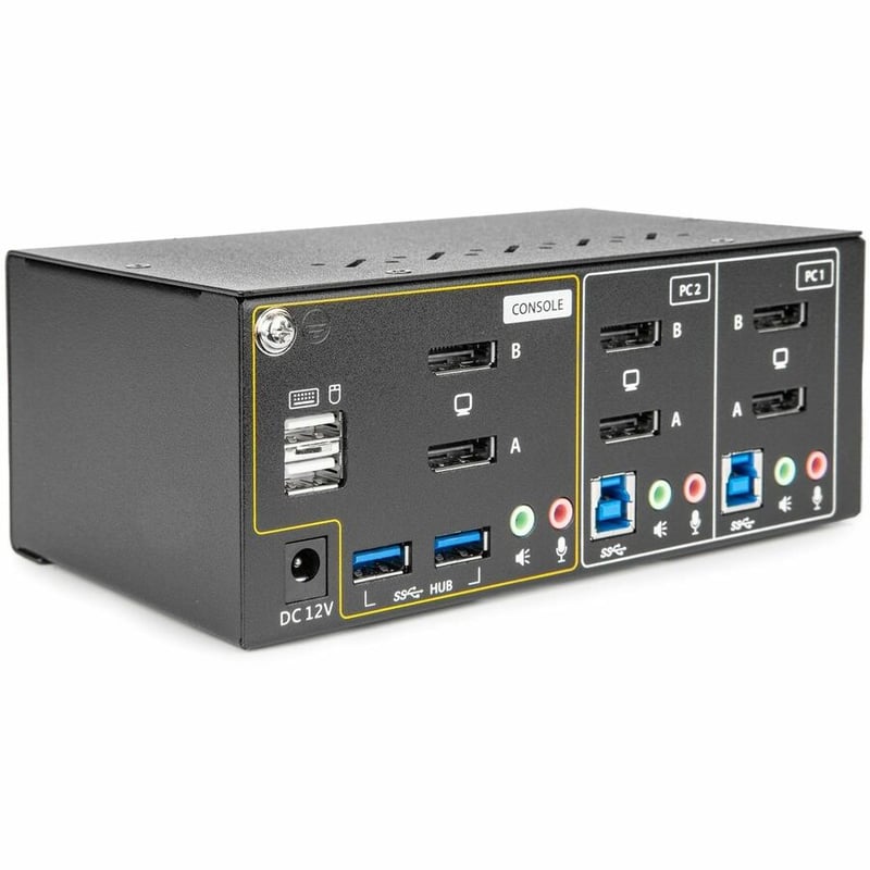 ROCSTOR KVM SK01 2-PORT 4K DUAL VIEW USB 3.0 HUB/AUDIO TAA - Thumbnail 5