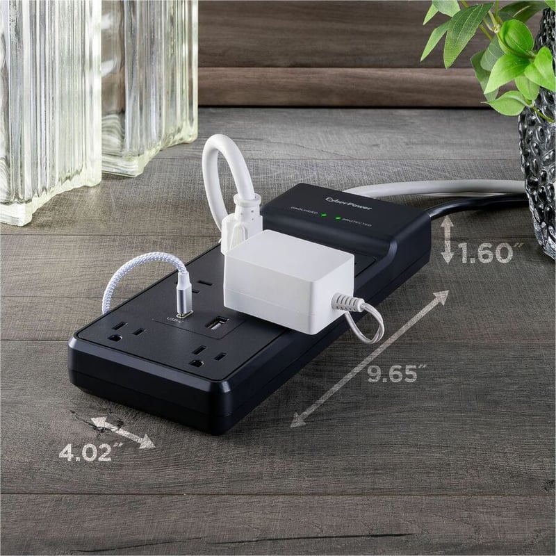 CYBERPOWER CSP806UC18 SURGE 800V 5-15P 6FT CORD BLACK - Thumbnail 4