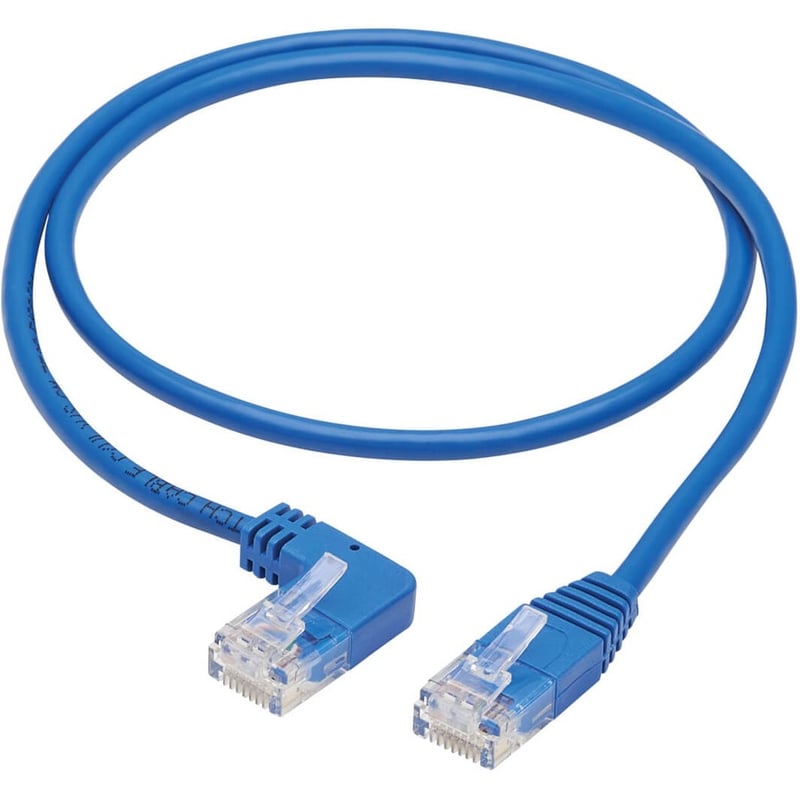 Eaton Tripp Lite Series Left-Angle Cat6 Gigabit Molded Slim UTP Ethernet Cable (RJ45 Left-Angle M to RJ45 M), Blue, 2 ft. (0.61 m) - Thumbnail 2