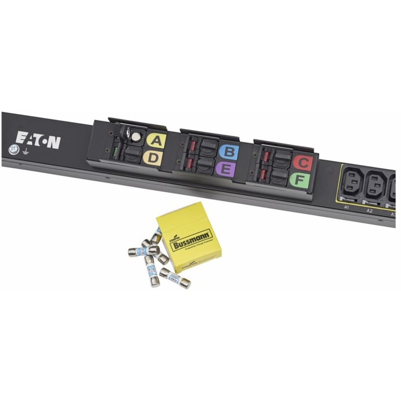 Eaton fuse disconnect rack PDU, 0U, 309-460P9 input, 17.3 kW max, 200-240V, 48A, 6 ft cord, Three-phase, Outlets: (48) C13 Outlet grip, (12) C19 Outlet grip - Thumbnail 3