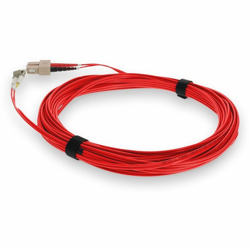 AddOn 3m SC to LC Red OM4 Duplex OFNR (Riser-Rated) Fiber Patch Cable - Thumbnail 3