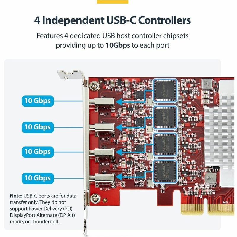 4-PORT USB TYPE-C PCIE CARD USB-C 3.2 10GBPS PCI EXPRESS TAA - Thumbnail 3