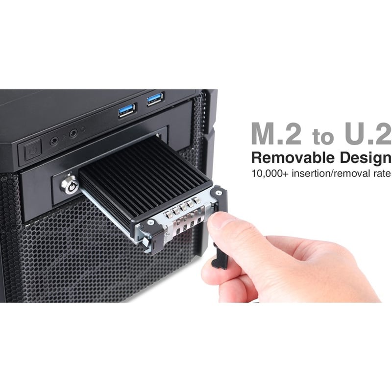 Icy Dock ToughArmor MB601M2K-1B Drive Bay Adapter for 3.5" M.2, SATA/600, PCI Express NVMe - U.2 (SFF-8639) Host Interface Internal - Black - Thumbnail 4