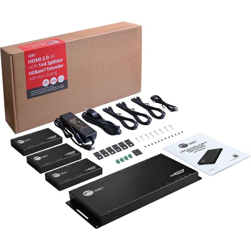 SIIG HDMI 2.0 4K HDR 1x4 Splitter HDBaseT Extender with Auto-scaling - Thumbnail 2