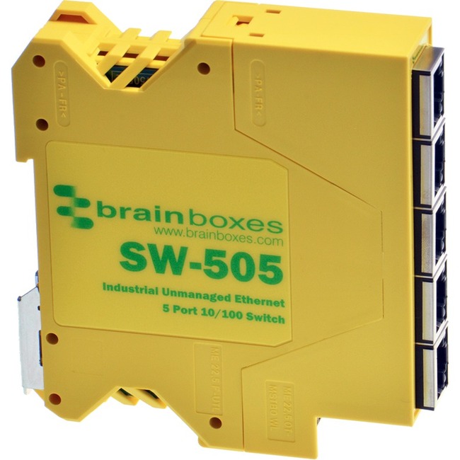 Brainboxes Industrial Compact Ethernet 5 Port Switch DIN Rail Mountable - Thumbnail 1
