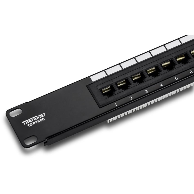 TRENDnet 16-Port Cat6 Unshielded Patch Panel, Wallmount Or Rackmount, 1U 19" , Cat3,Cat4,Cat5,Cat5e,Cat6 Compatible, 250Mhz Connection, Ideal For Copper Gigabit Ethernet Connections, Black, TC-P16C6 - Thumbnail 5