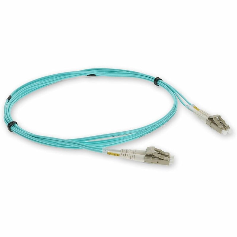 AddOn 0.3m LC to LC Aqua OM4 Duplex OFNR (Riser-Rated) Fiber Patch Cable