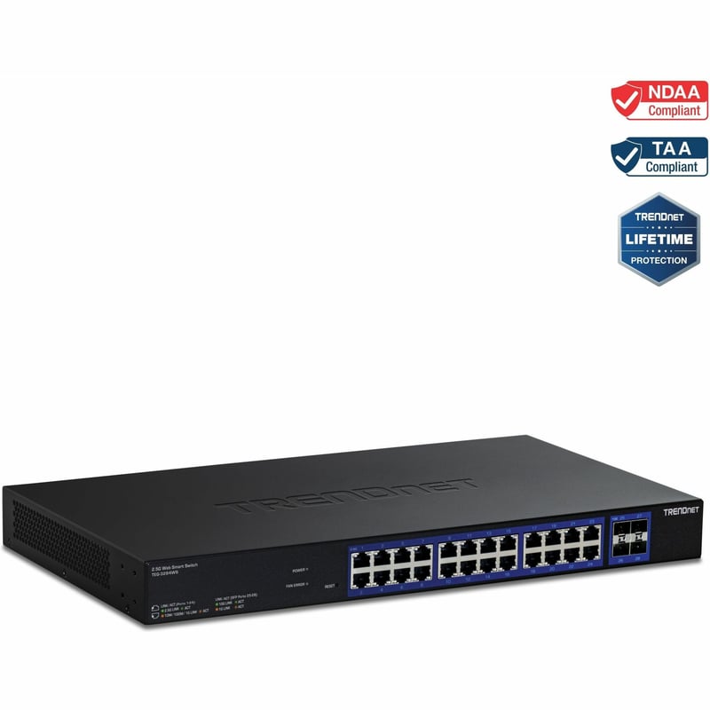 TRENDnet 28-Port Multi-Gig Web Smart Switch, TEG-3284WS, 24 x 2.5G Ports, 4 x 10G SFP+ Ports, Remote Cloud Management, NDAA TAA Compliant, 200Gbs, Lifetime Protection - Thumbnail 1