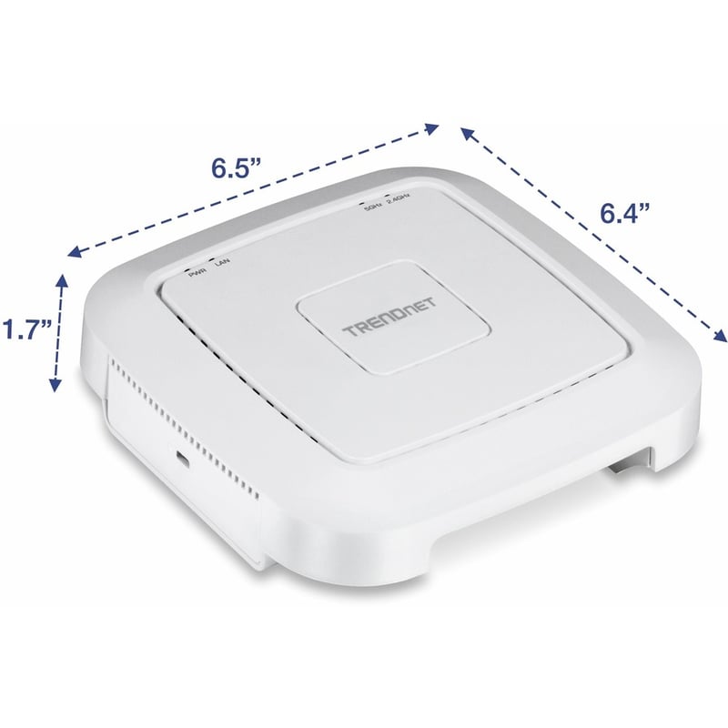 TRENDnet AC1200 Dual Band PoE Indoor Access Point, MU-MIMO, 867 Mbps WiFi AC, 300 Mbps WiFi N Bands, Client Bridge, Repeater Modes, Gigabit PoE LAN Port, Captive Portal For Hotspot, White, TEW-821DAP - Thumbnail 5