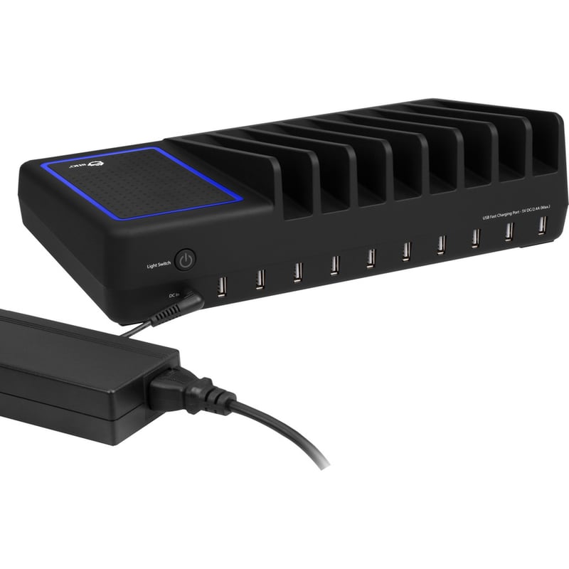 SIIG 10-Port USB Charging Station with Ambient Light Deck - Thumbnail 2