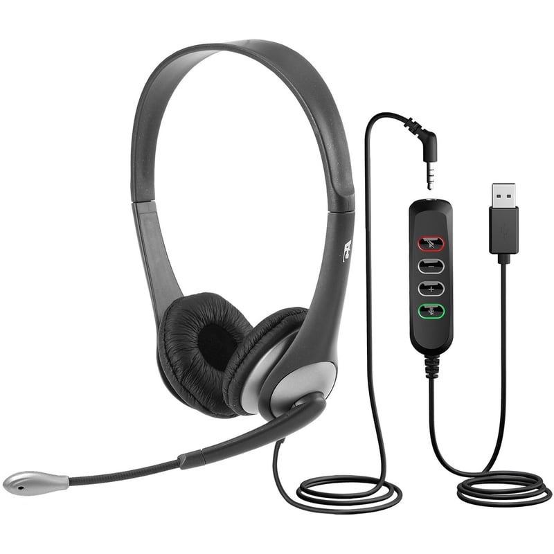 Cyber Acoustics Stereo 3.5mm And USB Controller Headset - Thumbnail 1