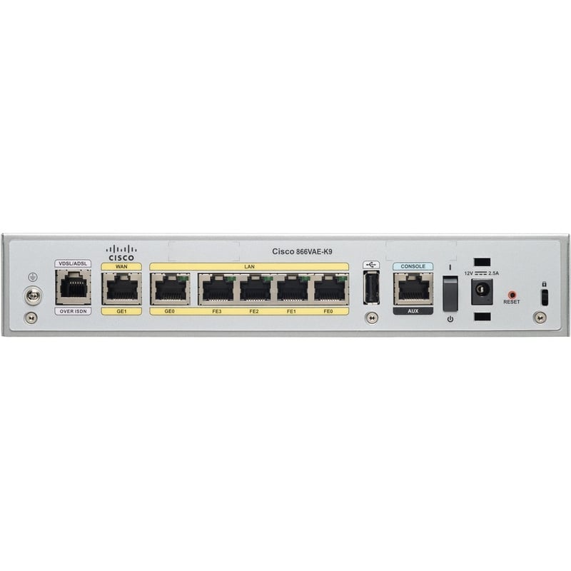 Cisco C866VAE-W-E-K9 Wi-Fi 4 IEEE 802.11n Ethernet, ADSL2+ Modem/Wireless Router - Refurbished - Thumbnail 3