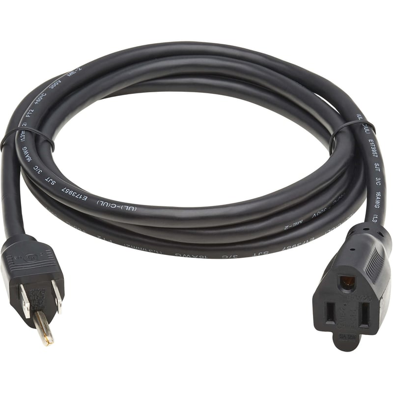 Eaton Tripp Lite Series Power Extension Cord, NEMA 5-15P to NEMA 5-15R - 13A, 120V, 16 AWG, 6 ft. (1.8 m), Black - Thumbnail 1