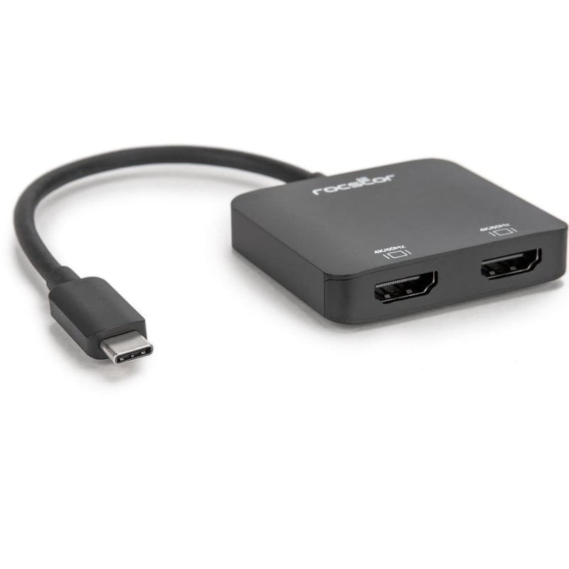 Rocstor Premium USB-C to Dual HDMI Multi Monitor Adapter - HDMI 4K 60Hz - USB Type- C 2-Port Multi Monitor MST Hub Adapter- for PC/Windows - 4Kx2K Resolutions up to 3840x2160 @ 60Hz - For Notebook/Desktop PC - USB-C to - Thumbnail 1